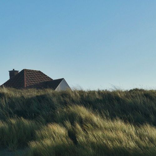 Blick über die Düne aufs Haus